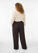Pantalon taille haute avec ceinture et boucle dor&eacute;e, Marron, Model image number 1