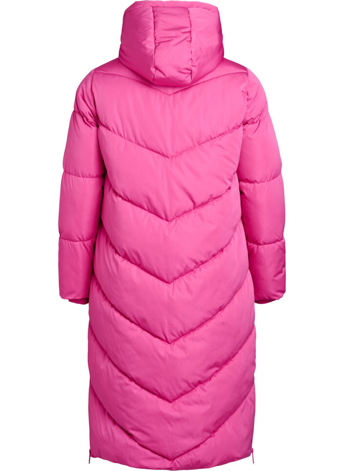 Doudoune longue avec capuche et poches, Rose, Packshot image number 1
