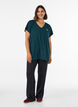 Loose training t-shirt with V-neck, Vert fonc&eacute;, Model image number 1