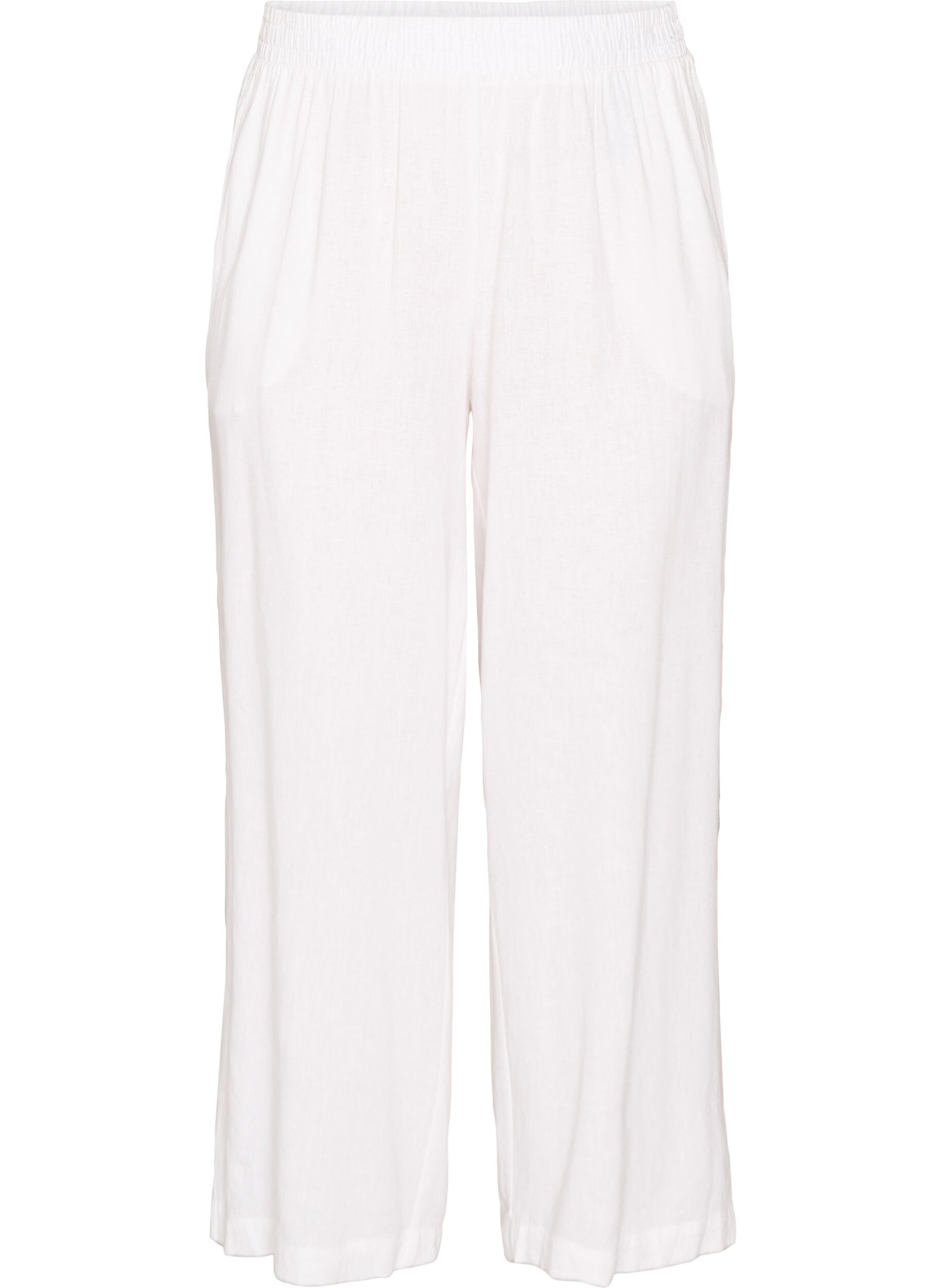 Zizzi Pantalon large en lin et viscose, Blanc, Packshot image number 0