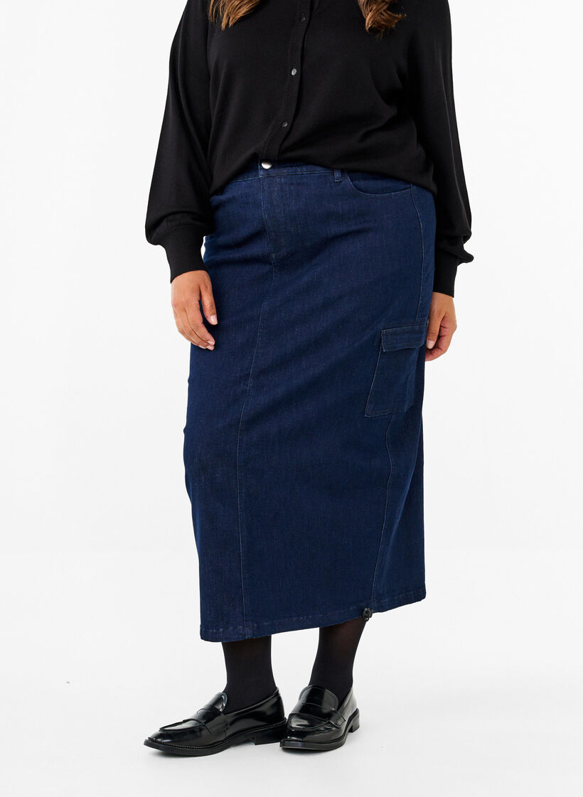 Jupe maxi en denim, Dark Blue Denim, Model image number 2