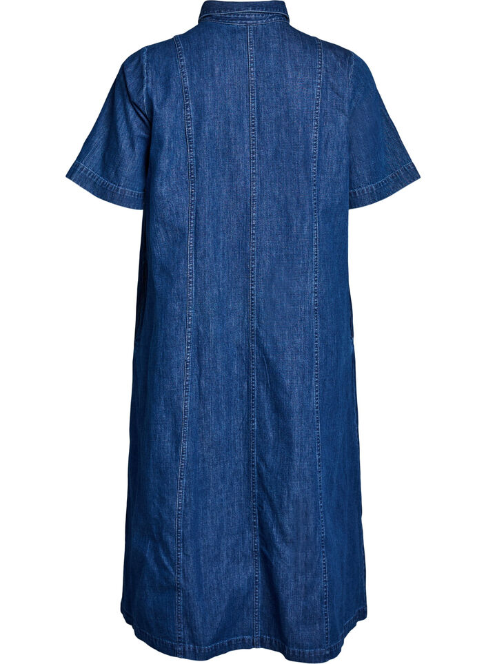Robe-chemise en denim mi-longue, Bleu, Packshot image number 1