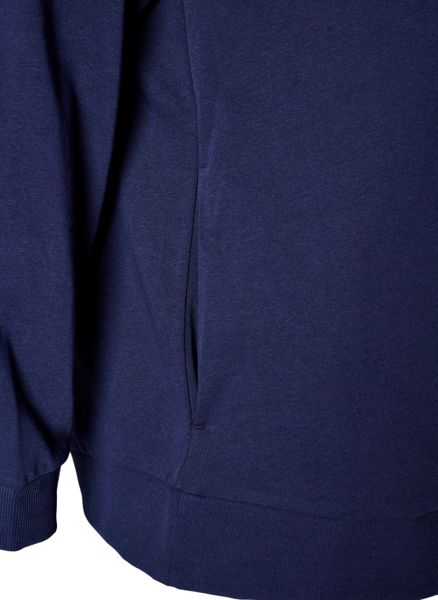 ZizziCardigan en sweat avec une capuche et des poches, Bleu, Packshot image number 3
