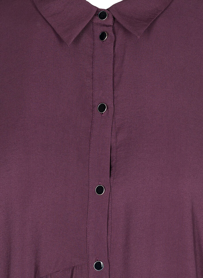 Robe chemise trap&egrave;ze unie, Plum Perfect, Packshot image number 2