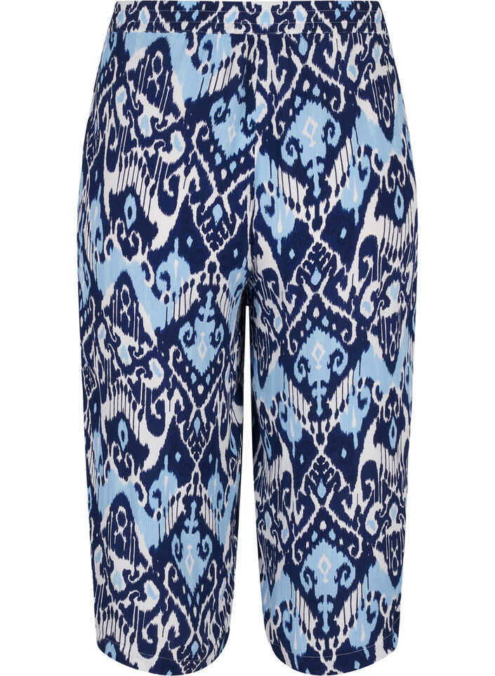 Pantalon culotte en viscose avec imprimé, Blue Ethnic AOP, Packshot image number 1