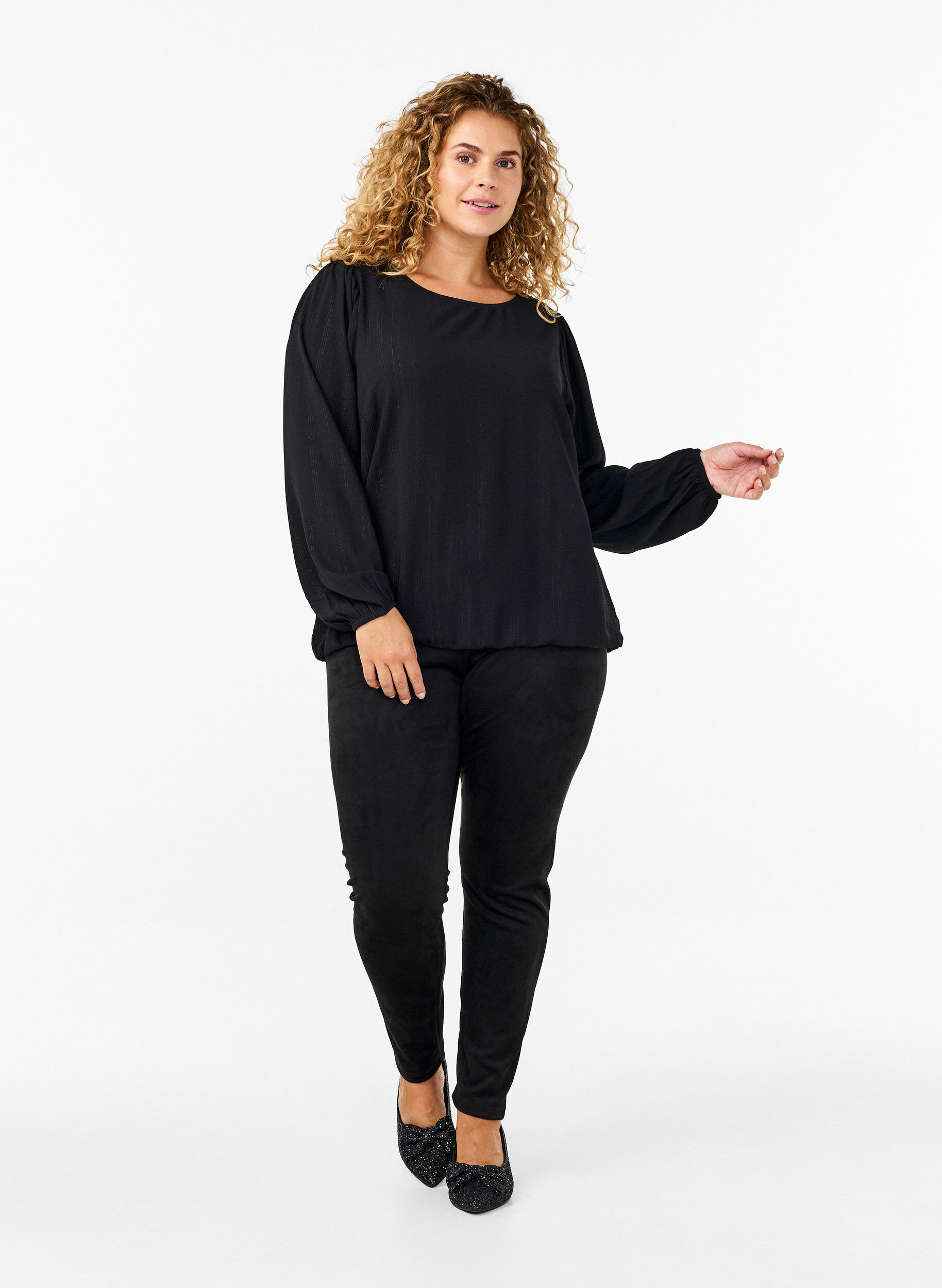 Zizzi Leggings en imitation daim, Black, Model image number 3
