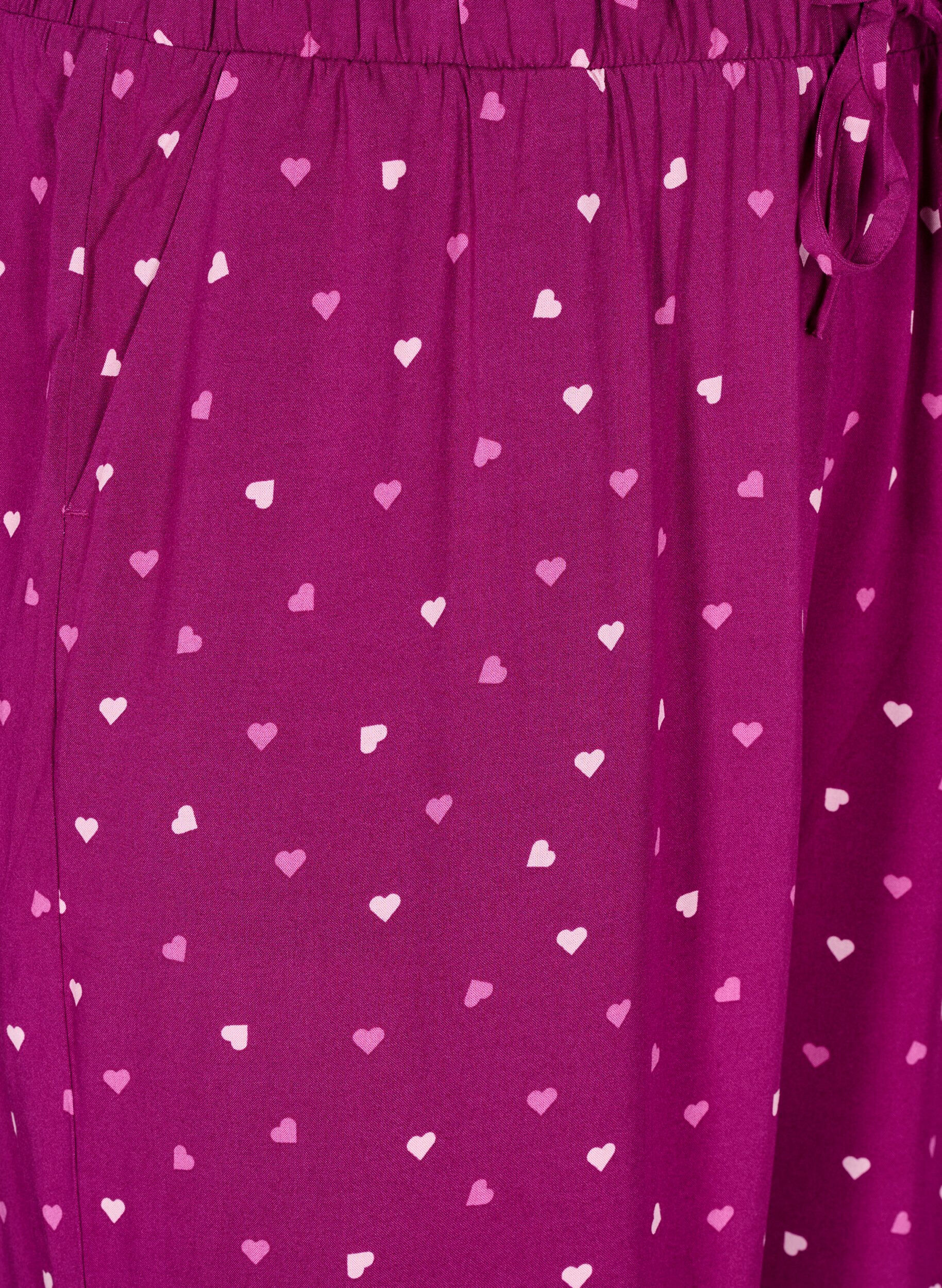 Zizzi Pantalon de pyjama ample avec c&oelig;urs, Boysenberry w. Heart, Packshot image number 2