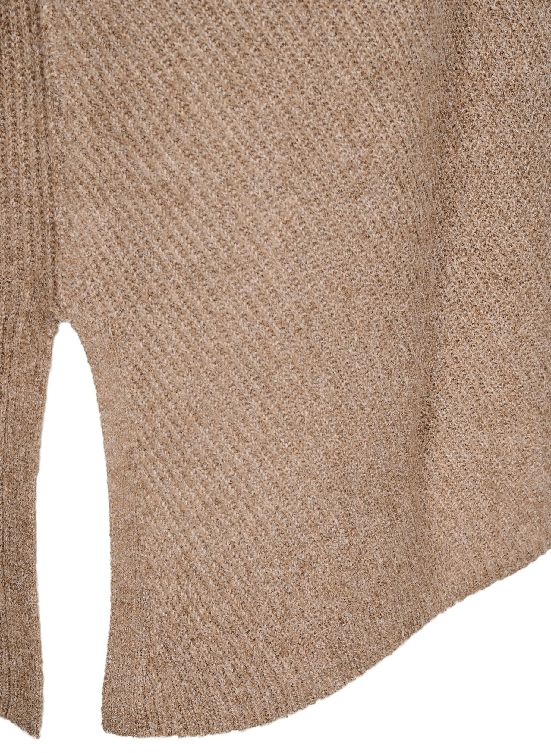 Zizzi Chemisier en maille avec col rond, Fossil Mel., Packshot image number 3