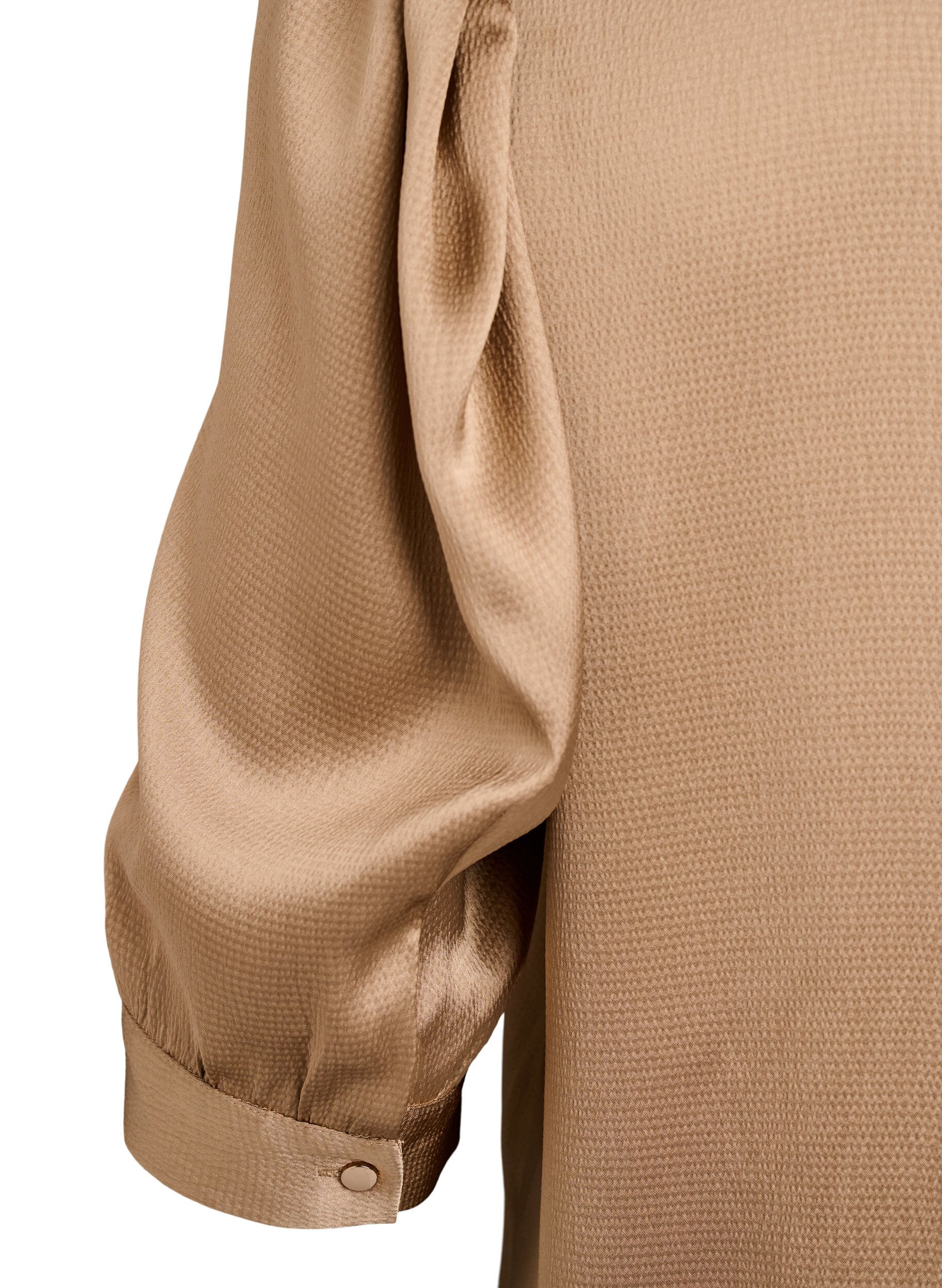ZizziBlouse satin&eacute;e avec manches courtes et col &agrave; volants, Marron, Packshot image number 3