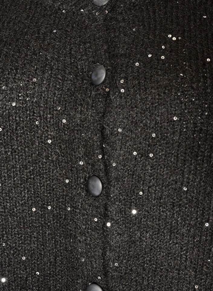 Cardigan avec sequins et boutons, Noir, Packshot image number 2