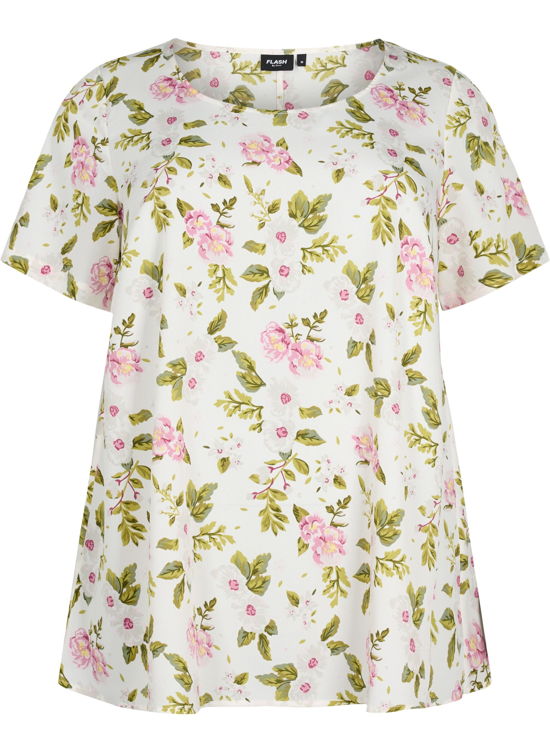 Zizzi FLASH - Blouse &agrave; manches courtes et imprim&eacute;e, Off White Flower, Packshot image number 0