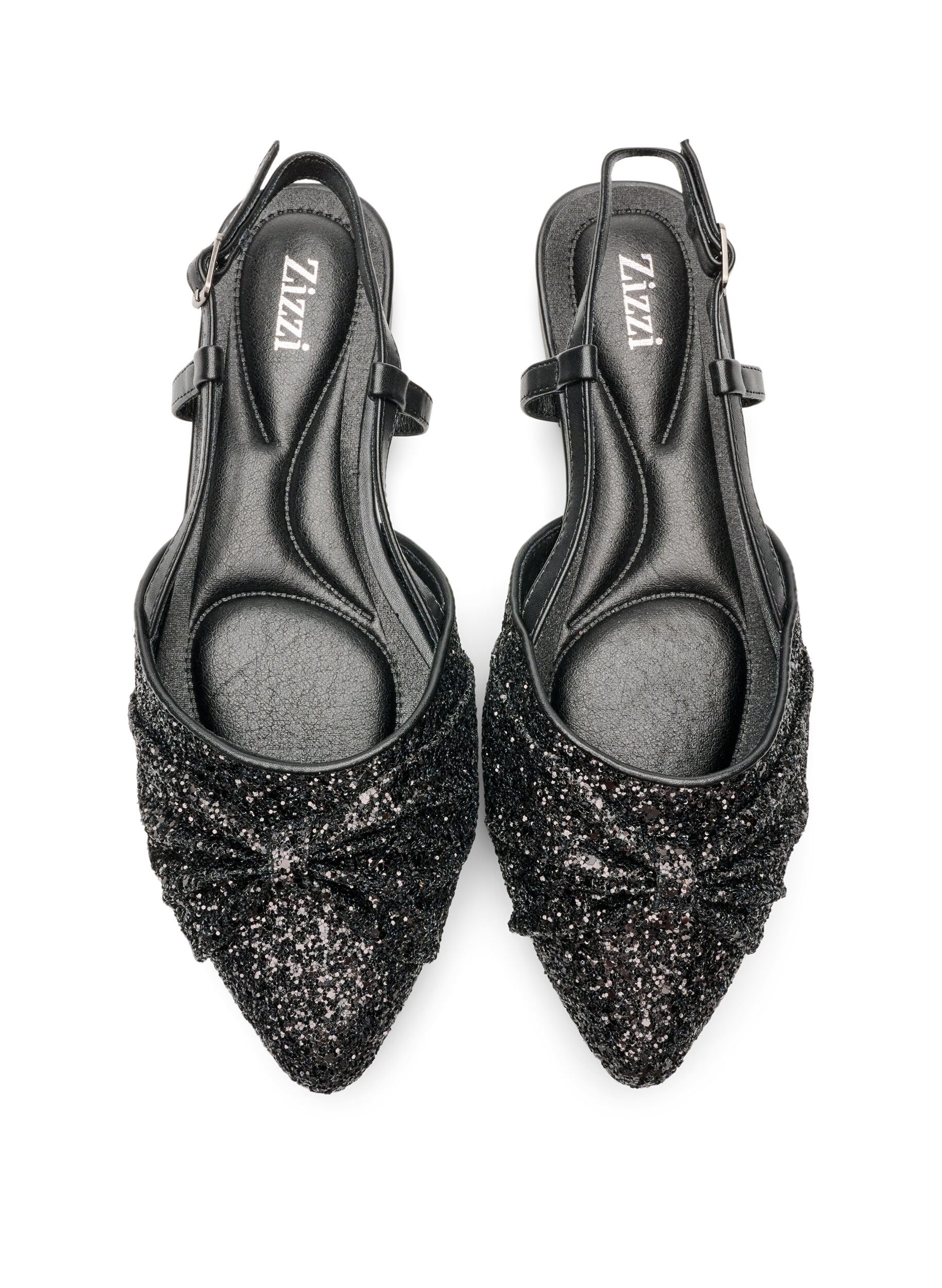 ZizziEscarpin slingback paillet&eacute; avec n&oelig;ud, Noir, Packshot image number 2