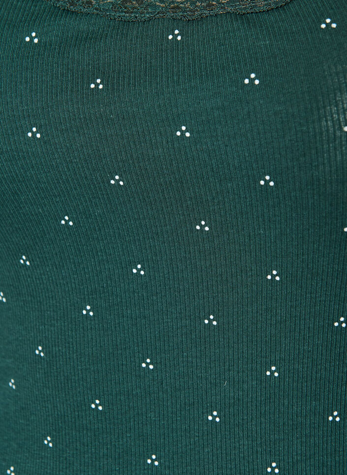 Top avec imprim&eacute; et bord en dentelle, Vert fonc&eacute;, Packshot image number 2