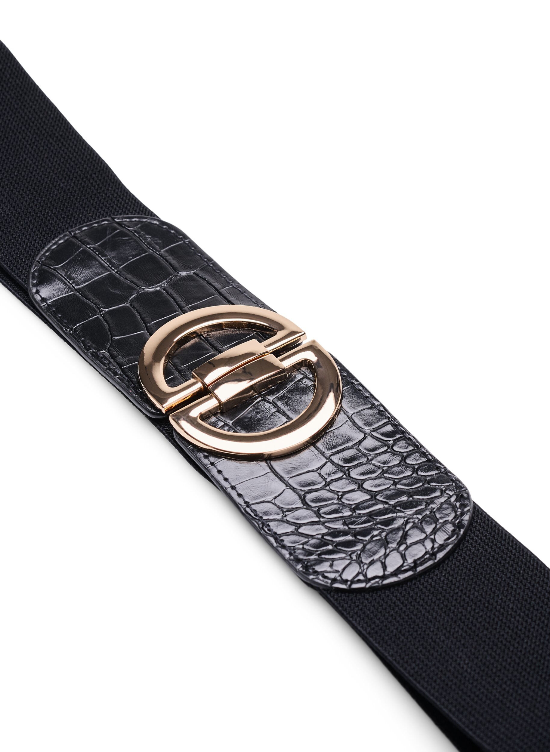 Zizzi Ceinture &eacute;lastique avec boucle dor&eacute;e, Black, Packshot image number 1