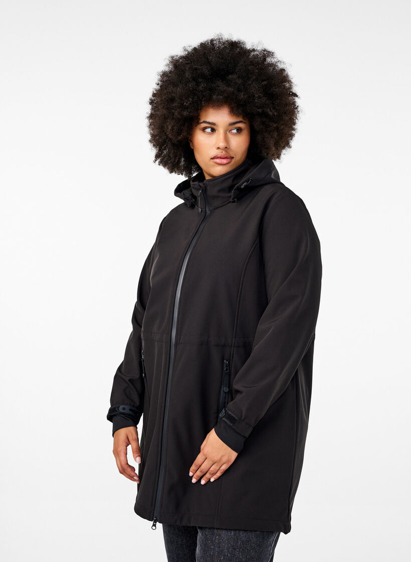 Veste softshell avec capuche amovible, Noir, Model image number 0