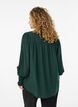 Blouse avec col à volants et fronces, Vert foncé, Model image number 2