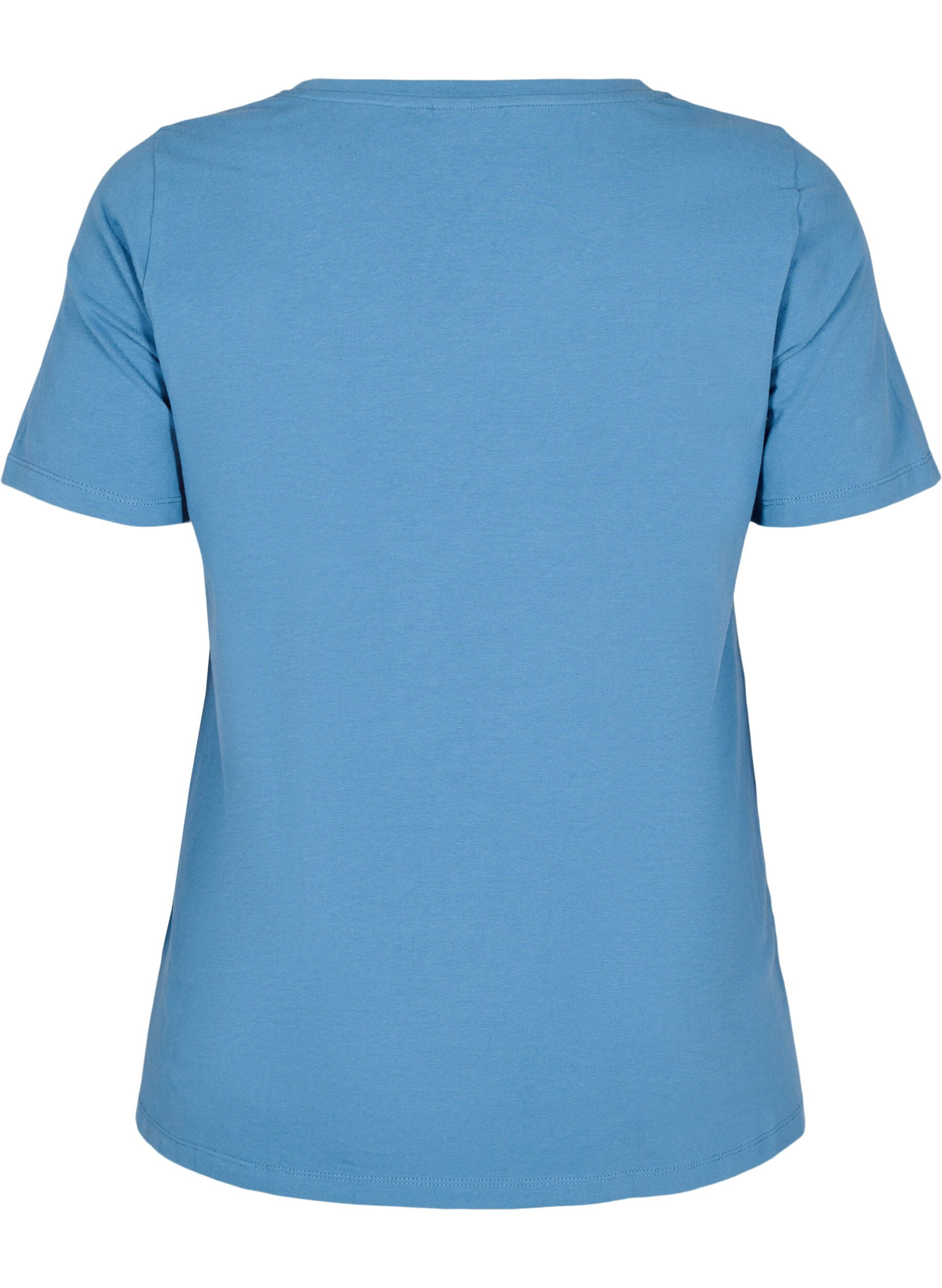 ZizziT-shirt basique en coton de couleur unie, Bleu, Packshot image number 1