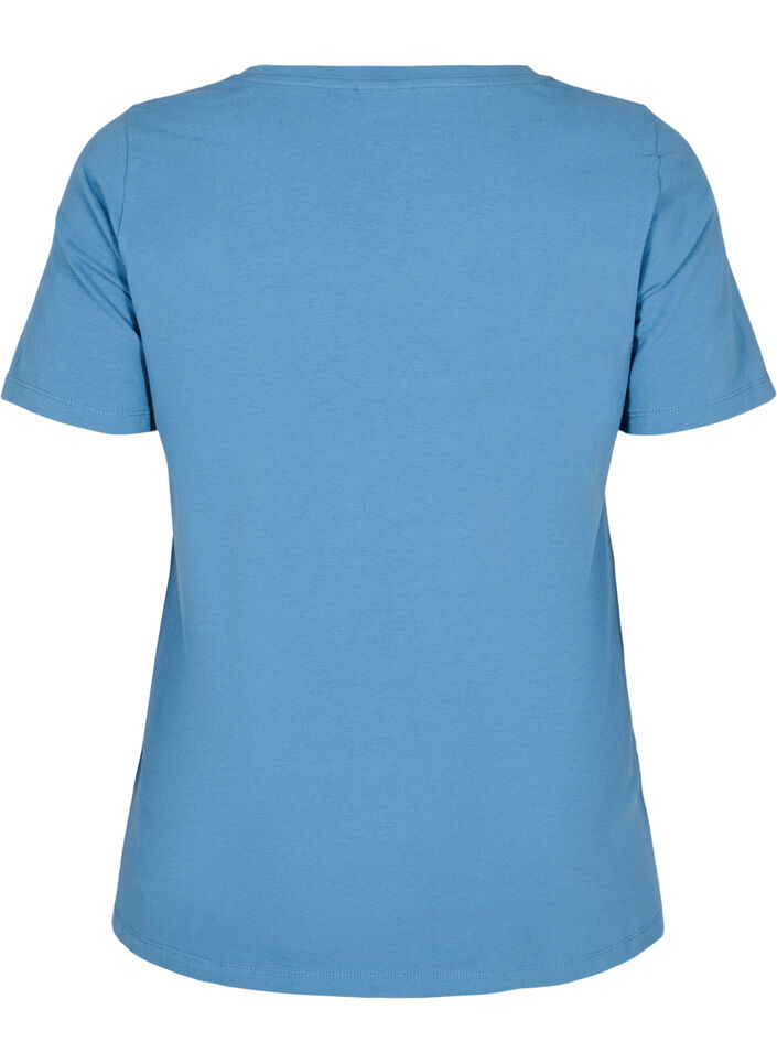 T-shirt basique en coton de couleur unie, Bleu, Packshot image number 1