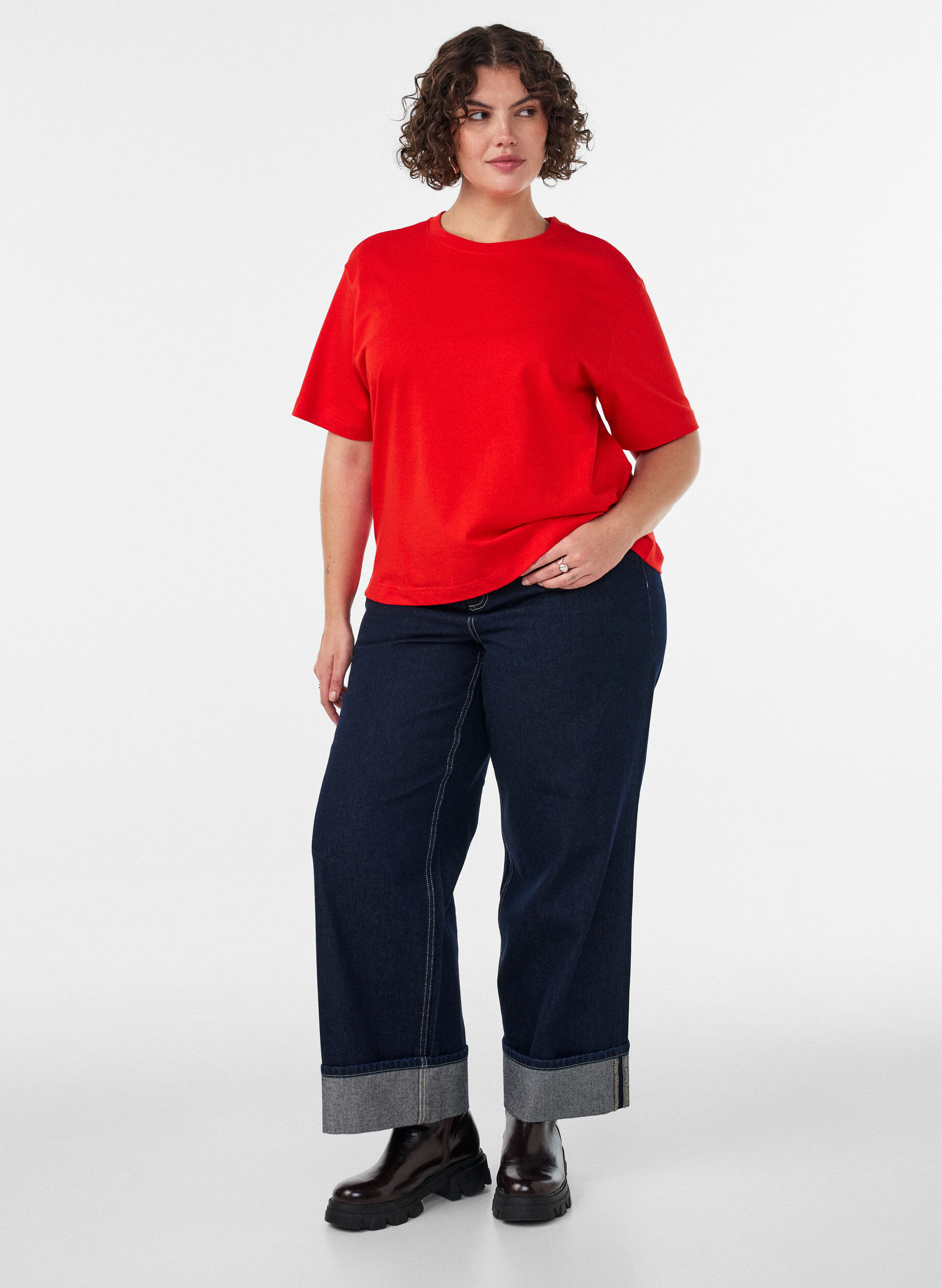 ZizziT-shirt coupe boxy en coton, 0942, Model image number 1