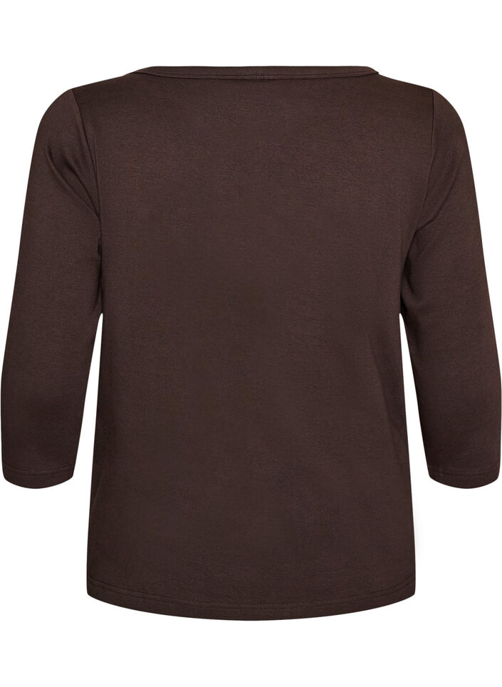 T-shirt Basic &agrave; encolure bateau et manches 3/4, Marron, Packshot image number 1