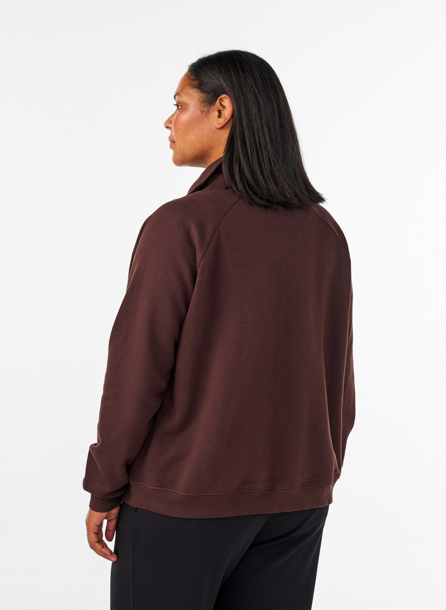 ZizziCardigan sweat avec col montant et zip, Marron, Model image number 2