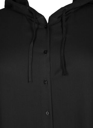 Robe chemise en viscose avec capuche et manches 3/4, Black, Packshot image number 2