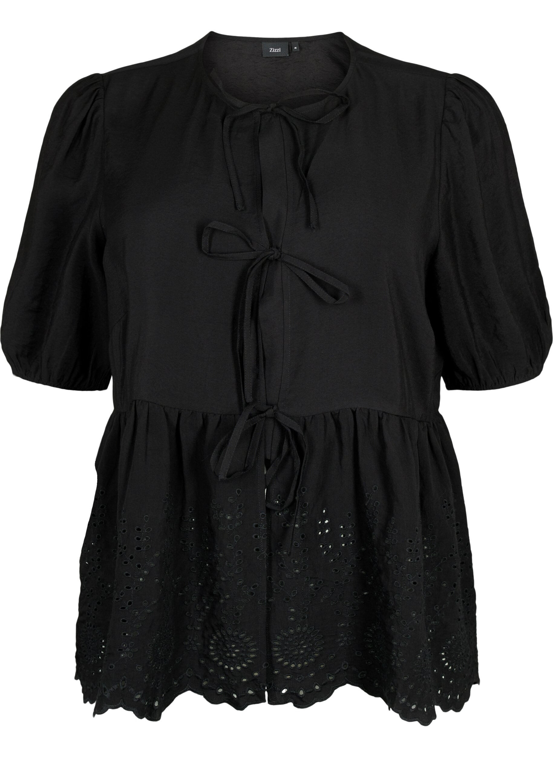 Zizzi Chemisier en viscose avec broderie anglaise, Black, Packshot image number 0