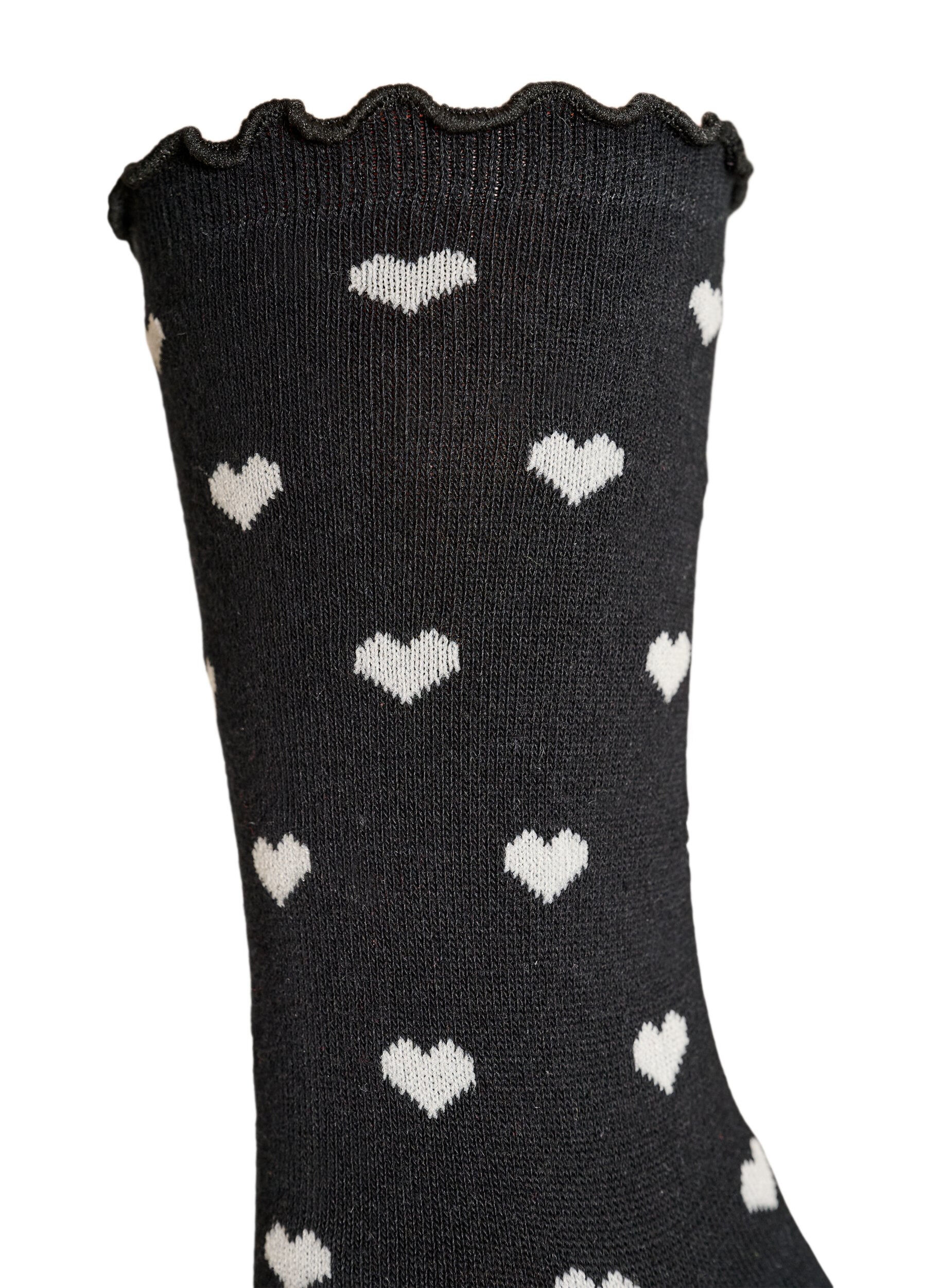 ZizziChaussettes en coton avec des motifs, Noir, Packshot image number 2