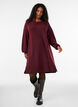 Robe courte en maille avec ourlet ondul&eacute; et fentes, Bordeaux, Model image number 1