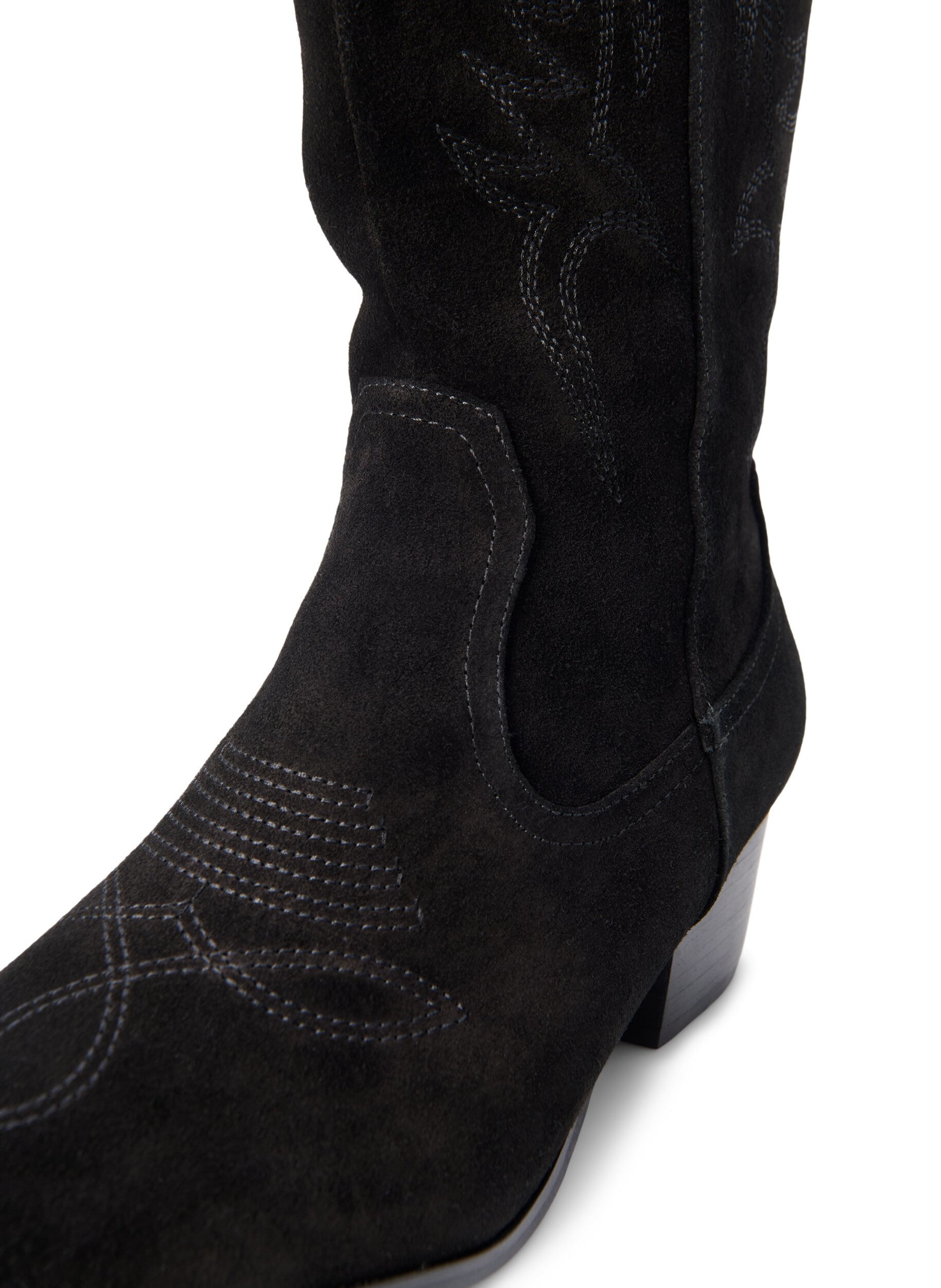 Zizzi Large &ndash; Bottes de cowboy en daim, Black, Packshot image number 2