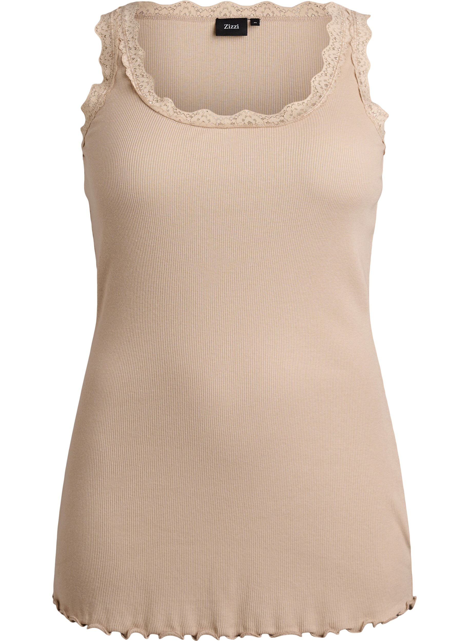 ZizziHaut avec bordure en dentelle, Beige, Packshot image number 0