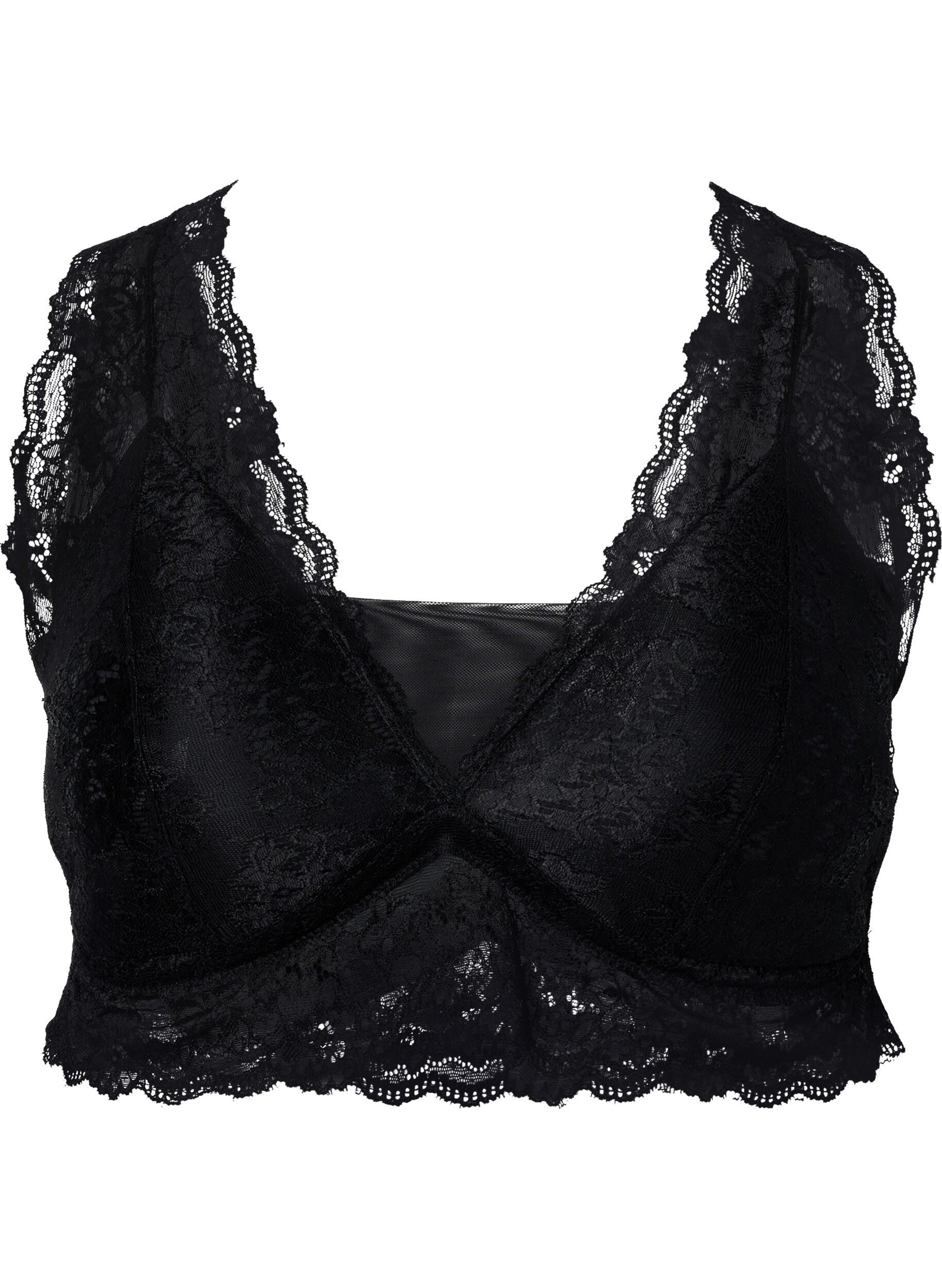 Zizzi Soutien-gorge avec dentelle et rembourrage doux, Black, Packshot image number 0