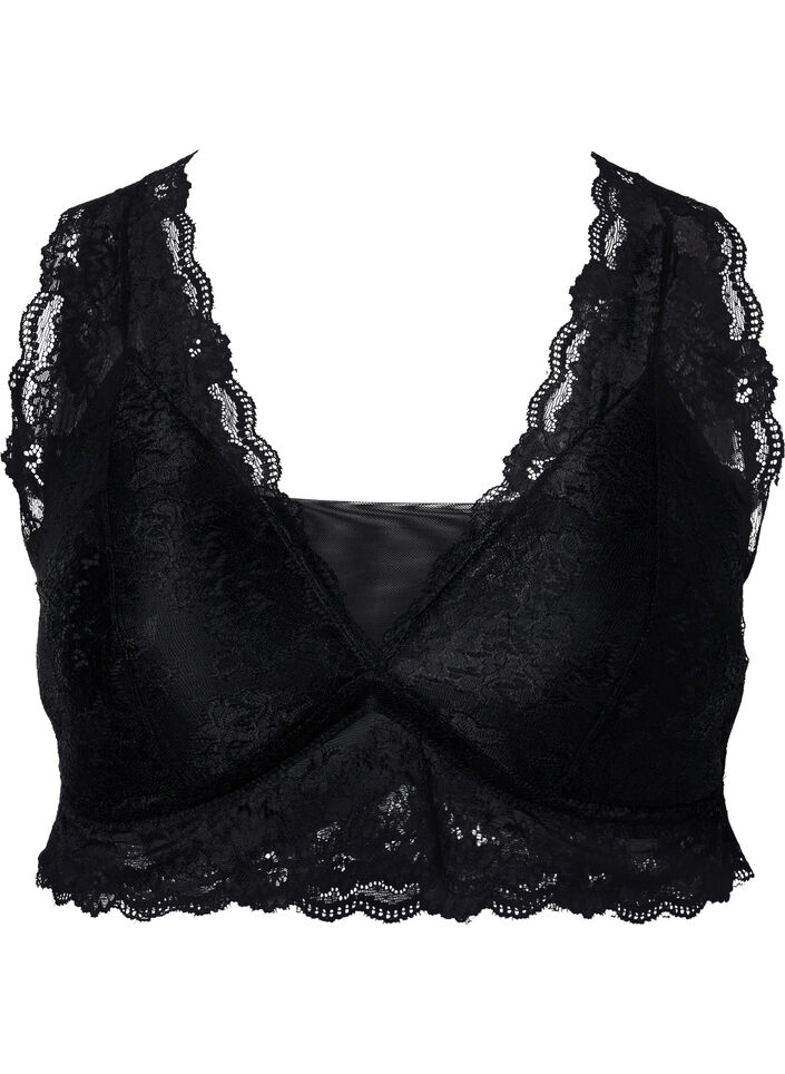 Soutien-gorge avec dentelle et rembourrage doux, Black, Packshot image number 0