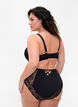 Culotte taille haute avec dentelle, Black, Model image number 1