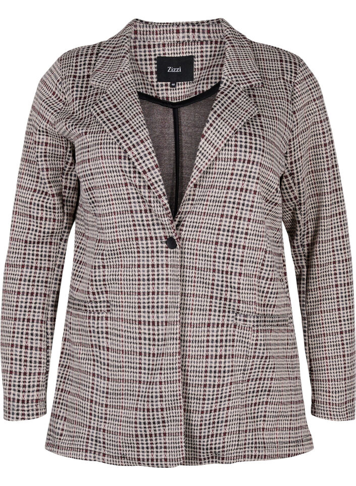 Blazer à carreaux avec fermeture à boutons, Brown Check, Packshot image number 0