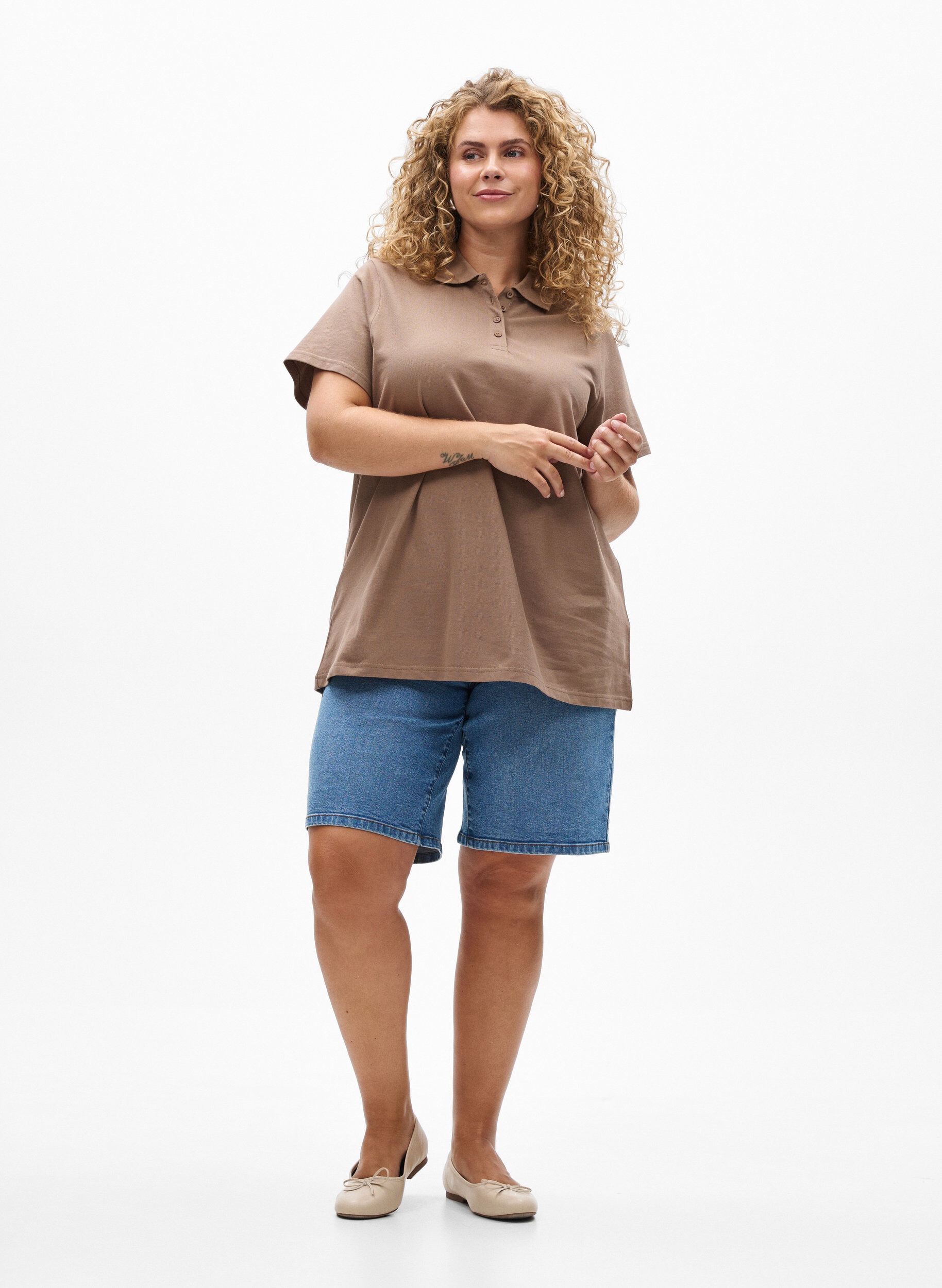 Zizzi FLASH - Polo &agrave; manches courtes, Marron, Model image number 1