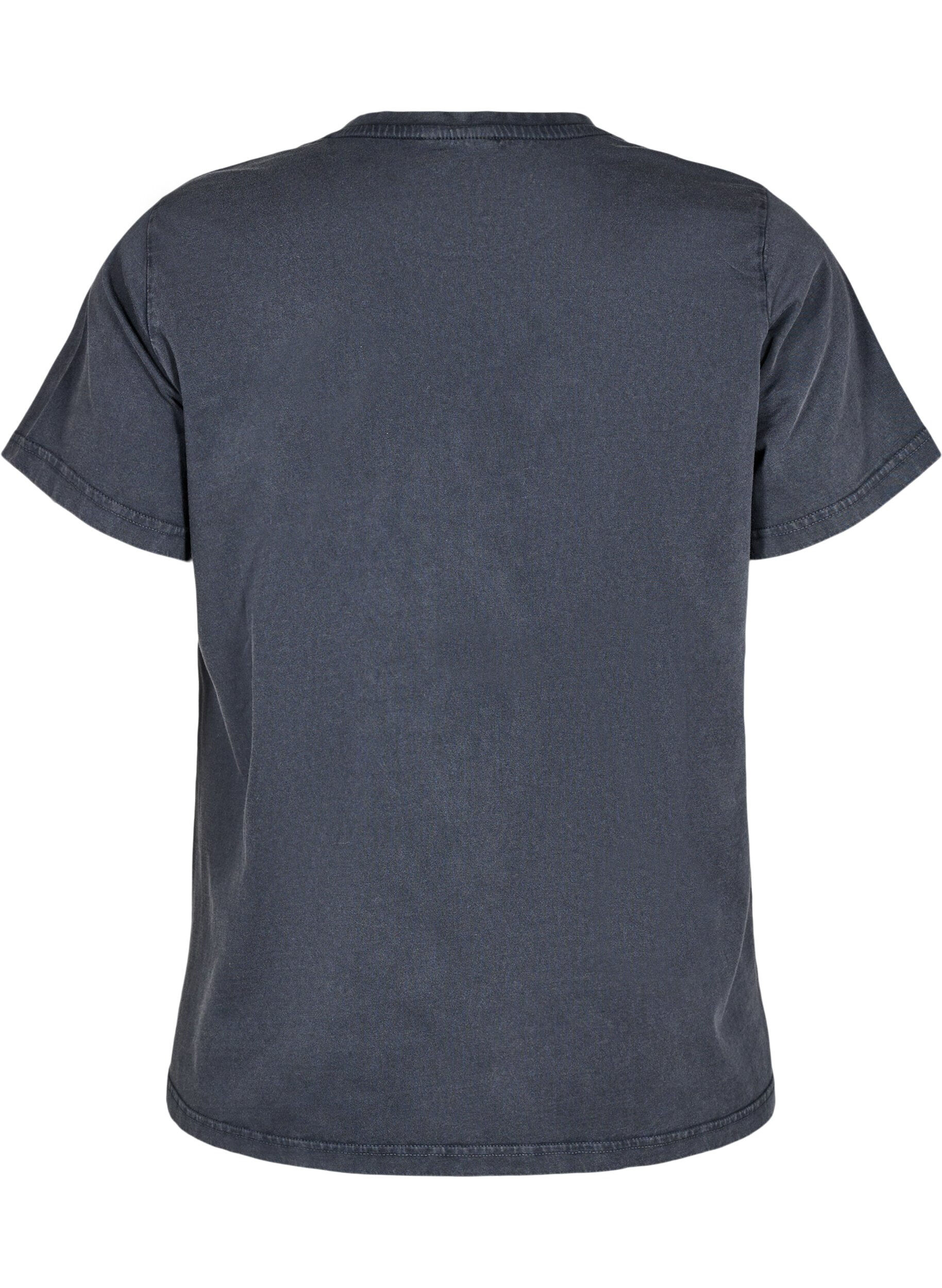 Zizzi Tee-shirt en coton biologique avec imprim&eacute;, Gris, Packshot image number 1