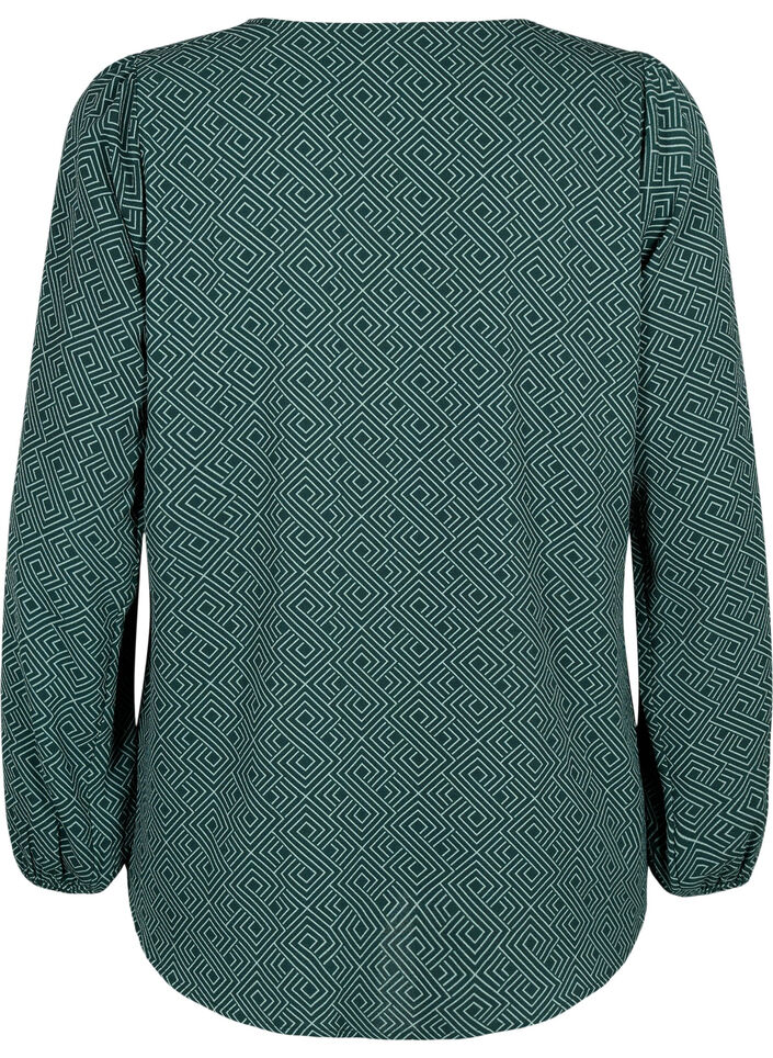 Blouse avec col en V et imprimé, Scarab Graphic AOP, Packshot image number 1