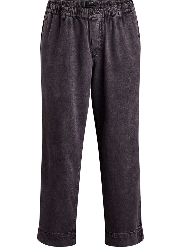 Jean large avec taille &eacute;lastiqu&eacute;e, Gris, Packshot image number 0