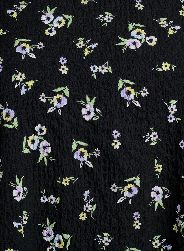 Chemisier &agrave; manches courtes en tissu textur&eacute;, Noir, Packshot image number 2