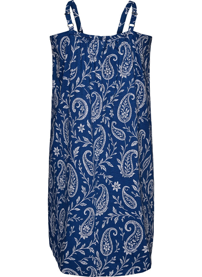 Robe &agrave; bretelles midi en coton bio, Bleu, Packshot image number 1