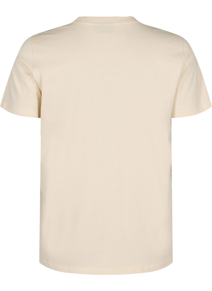 T-shirt en coton avec imprimé, Beige, Packshot image number 1
