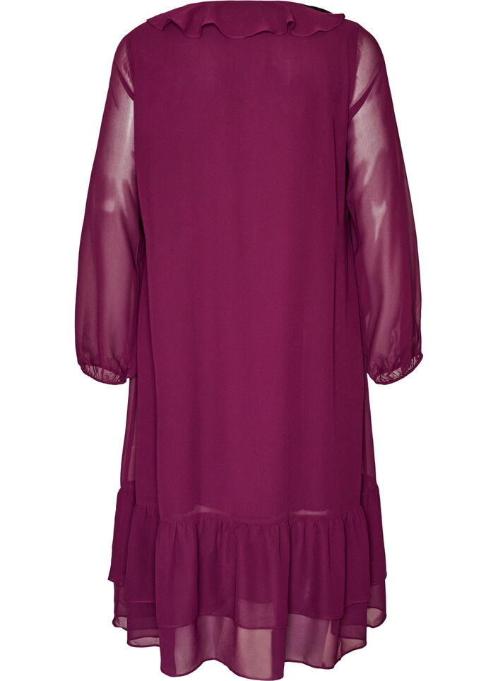 Robe de f&ecirc;te avec volants et d&eacute;collet&eacute; en V, Bordeaux, Packshot image number 1