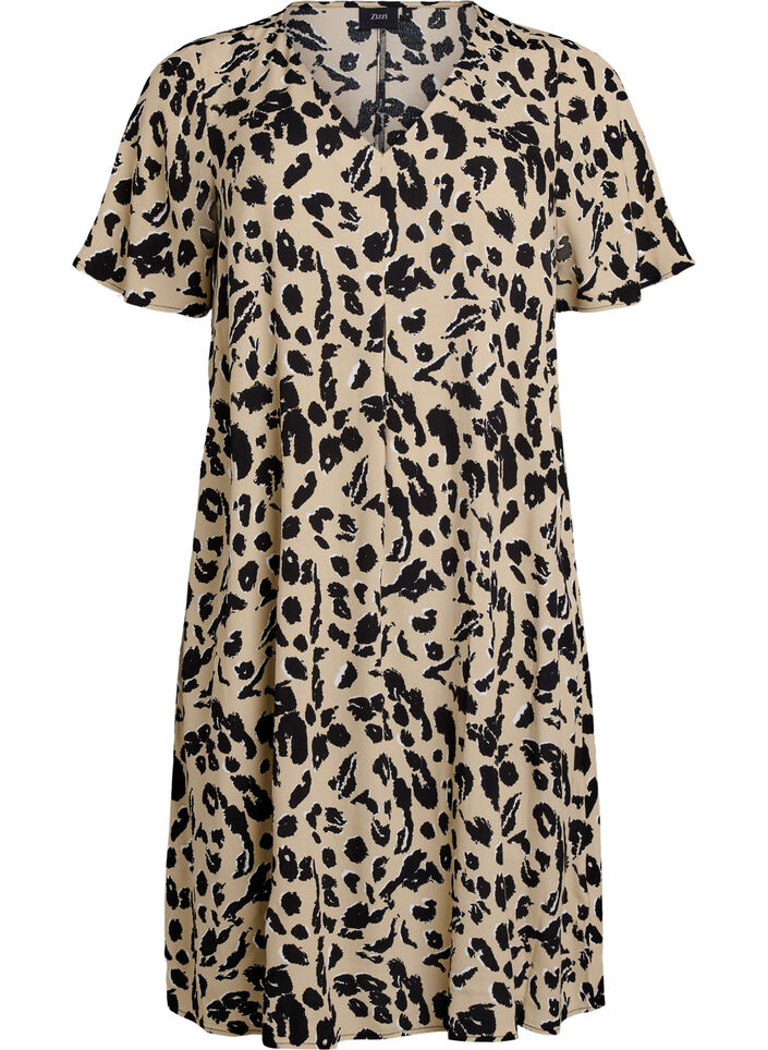 Robe évasée en viscose, Beige, Packshot image number 0