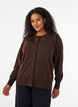 Cardigan en maille fine avec col rond, Marron, Model image number 0