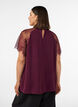 Blouse &agrave; col montant avec manches courtes en dentelle, Bordeaux, Model image number 2