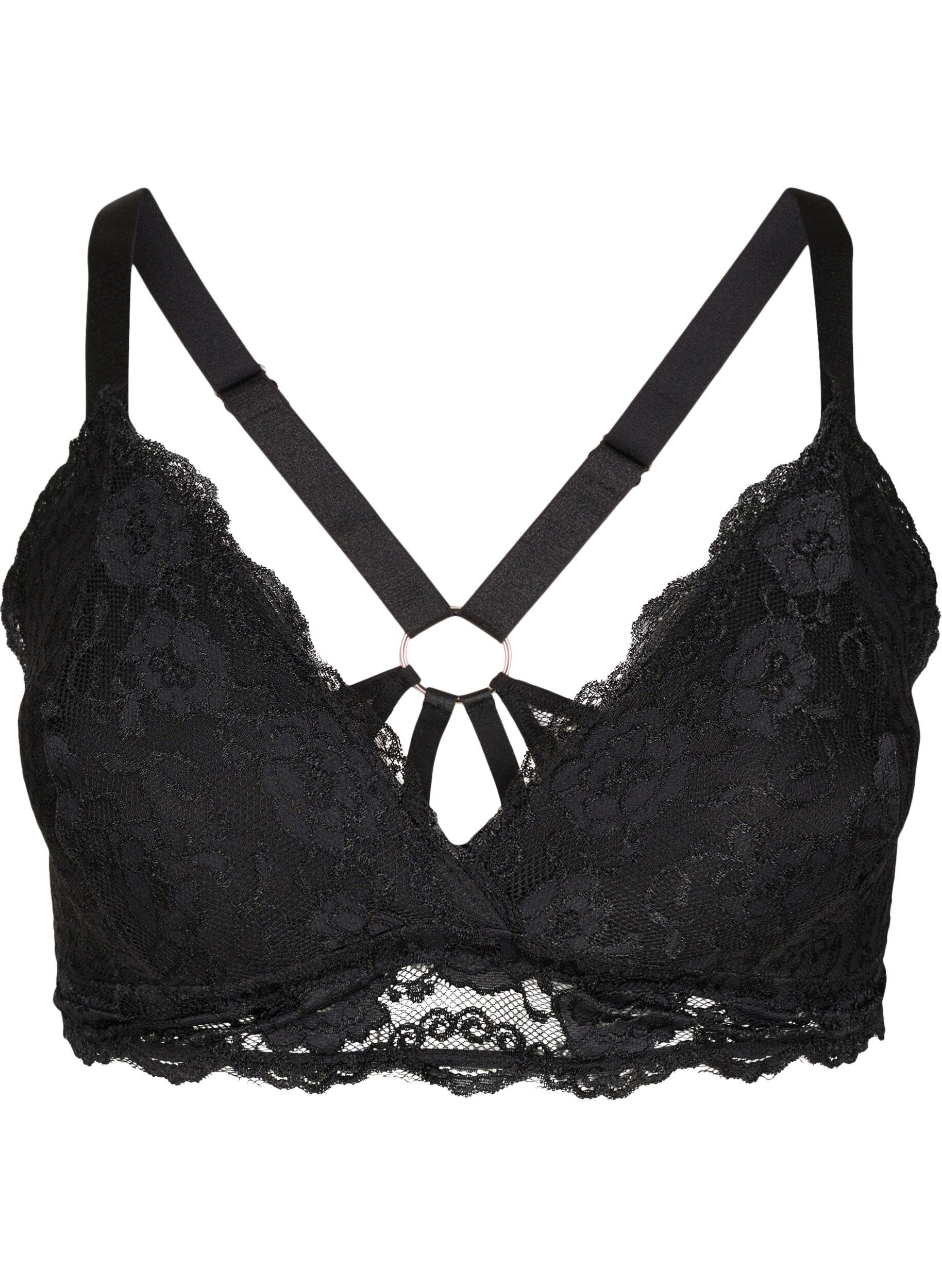 Zizzi Soutien-gorge en dentelle avec d&eacute;tail au dos, Black, Packshot image number 0