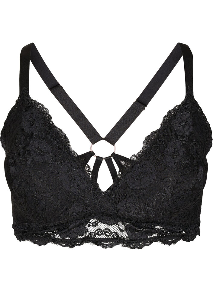 Soutien-gorge en dentelle avec détail au dos, Black, Packshot image number 0