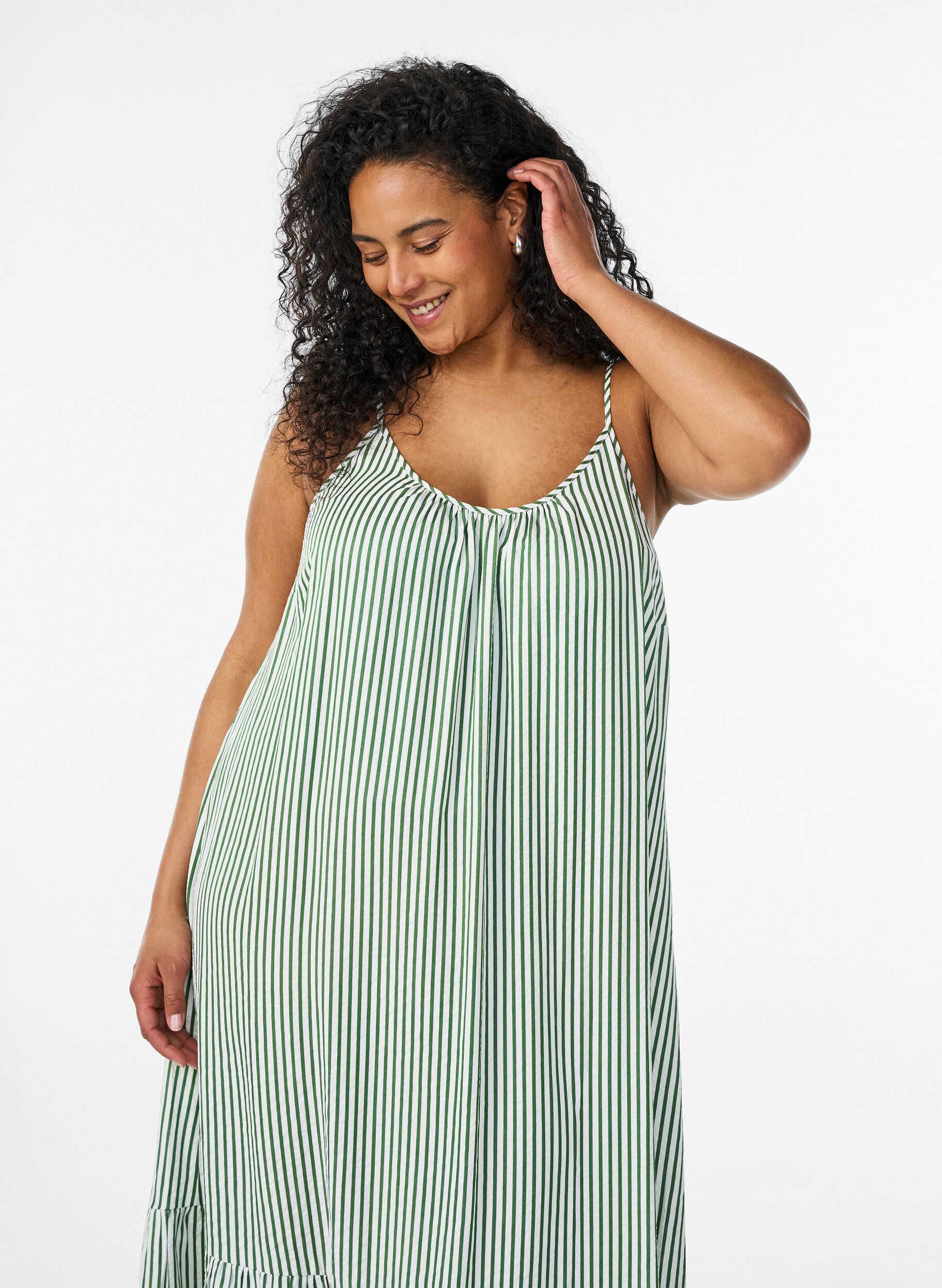 ZizziRobe d'&eacute;t&eacute; &agrave; rayures et &agrave; forme en A, Vert clair, Model image number 2