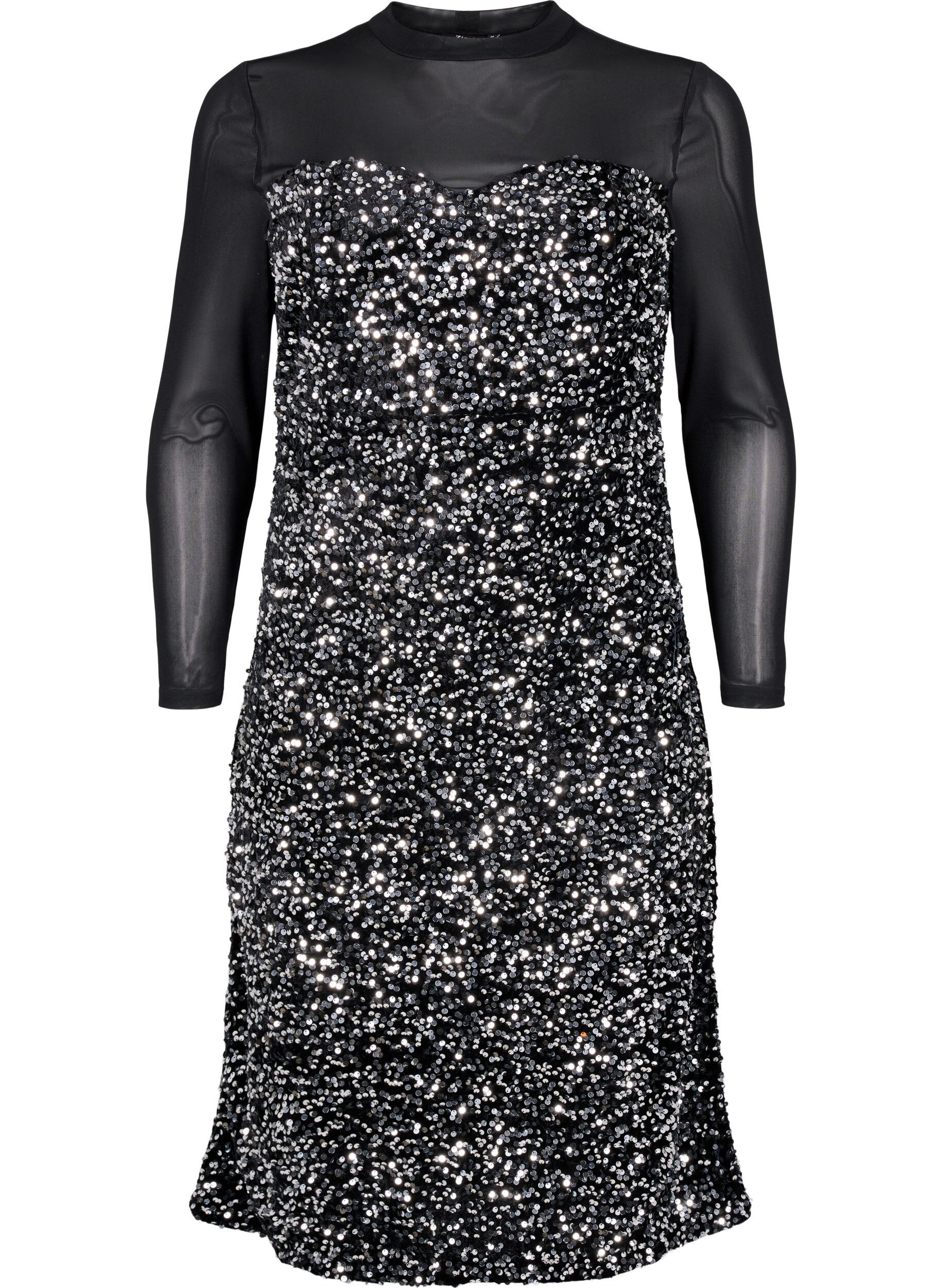 Zizzi Robe &agrave; paillettes, Black w. Silver, Packshot image number 0